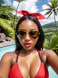 A 24 year old Tanzanian woman with a perky butt at Jardin de Balata in Martinique